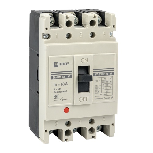 Выключатель автоматический ВА-99М 100/80А 3P 5In 35кА PROxima  | код  mccb99-3P5In100-80m | EKF
